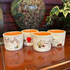 NWOT Rae Dunn Peanuts Snoopy Fall Harvest Thanksgiving Set of 4 Ramekins